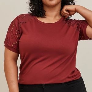 LT WEIGHT FRENCH TERRY CREW NECK EYELET SHORT SLEEVE RAGLAN SWEATSHIRT